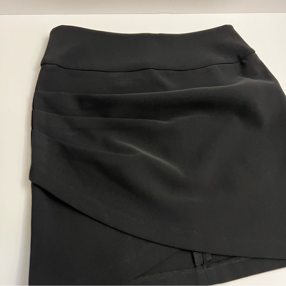 AKIRA Front Wrap Mini Skirt-Black - Picture 3 of 10